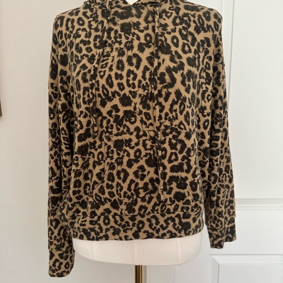 LNA Leopard Print Brushed Hoodie Sweatshirt – Brown, Size Small, like new - Picture 2 of 3